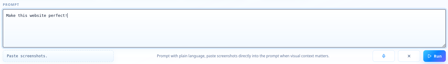 Agent_00 prompt composer showing dictated text after transcription